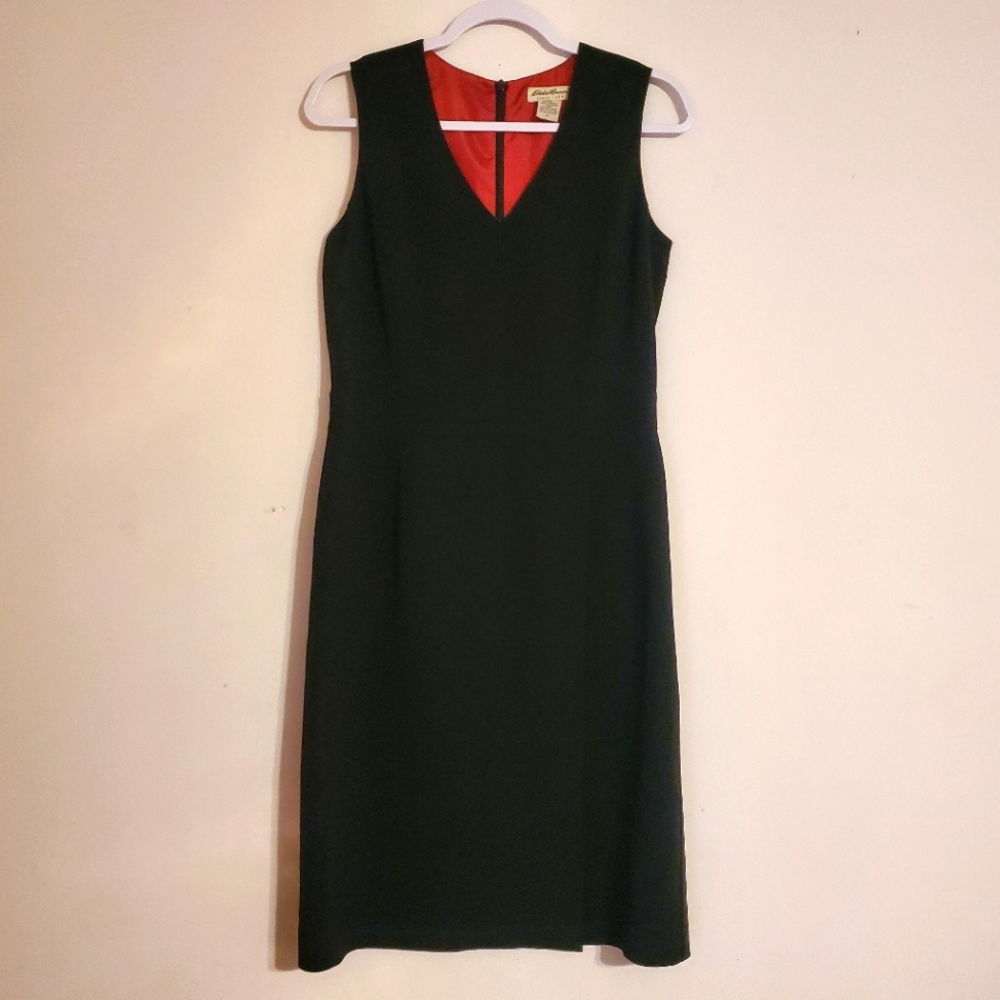 Eddie Bauer Black V Neck Sheath Dress